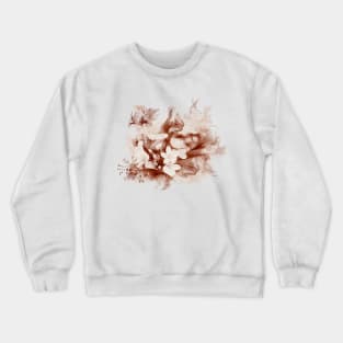 Sepia toned tropical flowers and butterflies Crewneck Sweatshirt